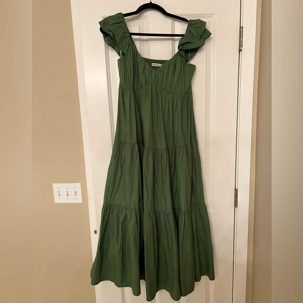 Abercrombie Tiered Maxi Dress with Ruffle Sleeves